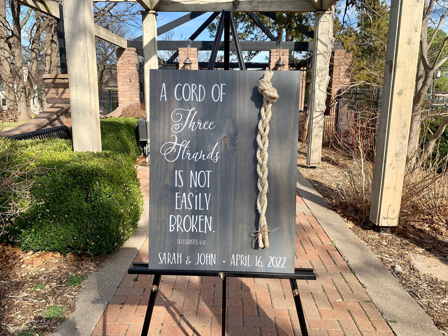 A Cord Of Three Strands Wedding Sign, White Cords, Unity Ceremony Sign, A Cord of 3 Strands, Ecclesiastes 4:12