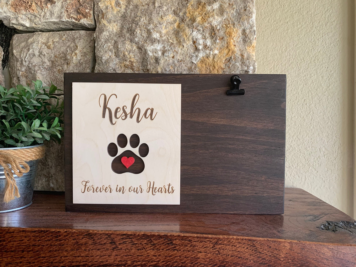 Custom Engraved Pet Memorial Sign, Photo Holder