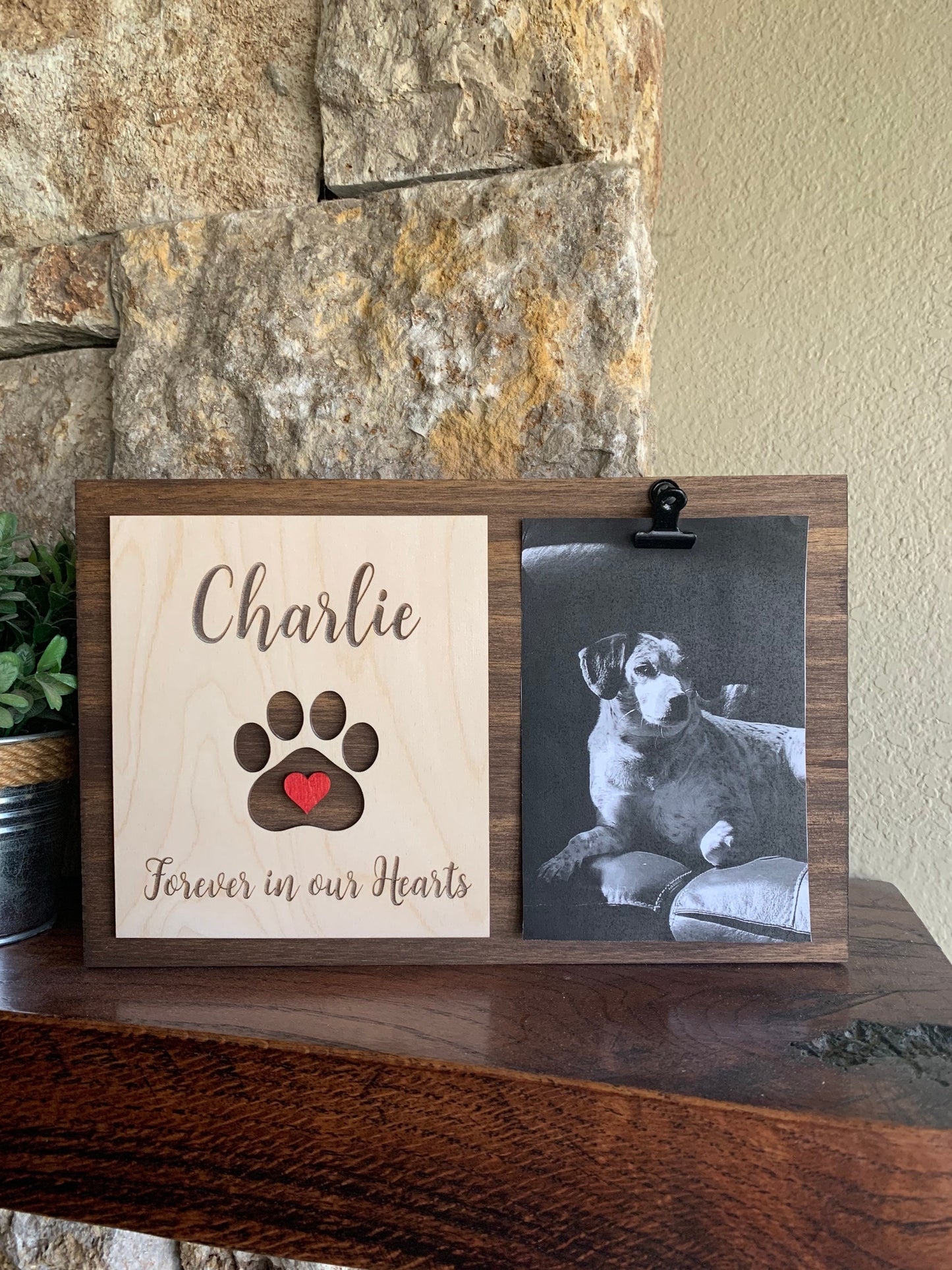 Custom Engraved Pet Memorial Sign, Photo Holder