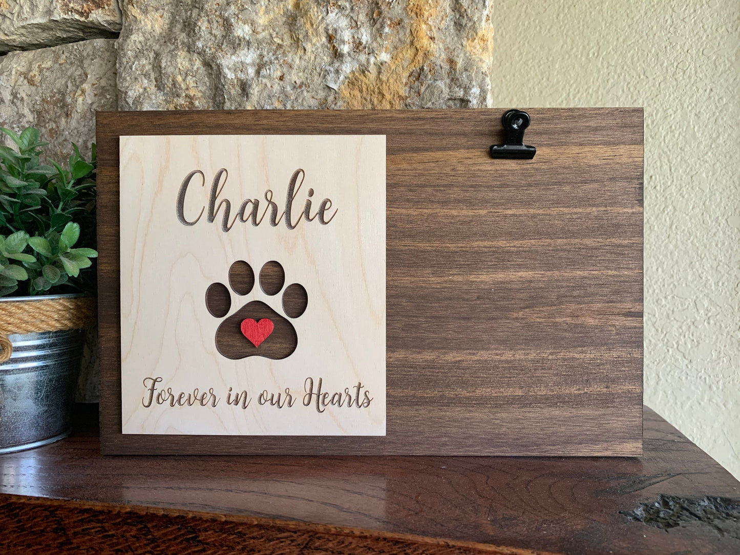 Custom Engraved Pet Memorial Sign, Photo Holder