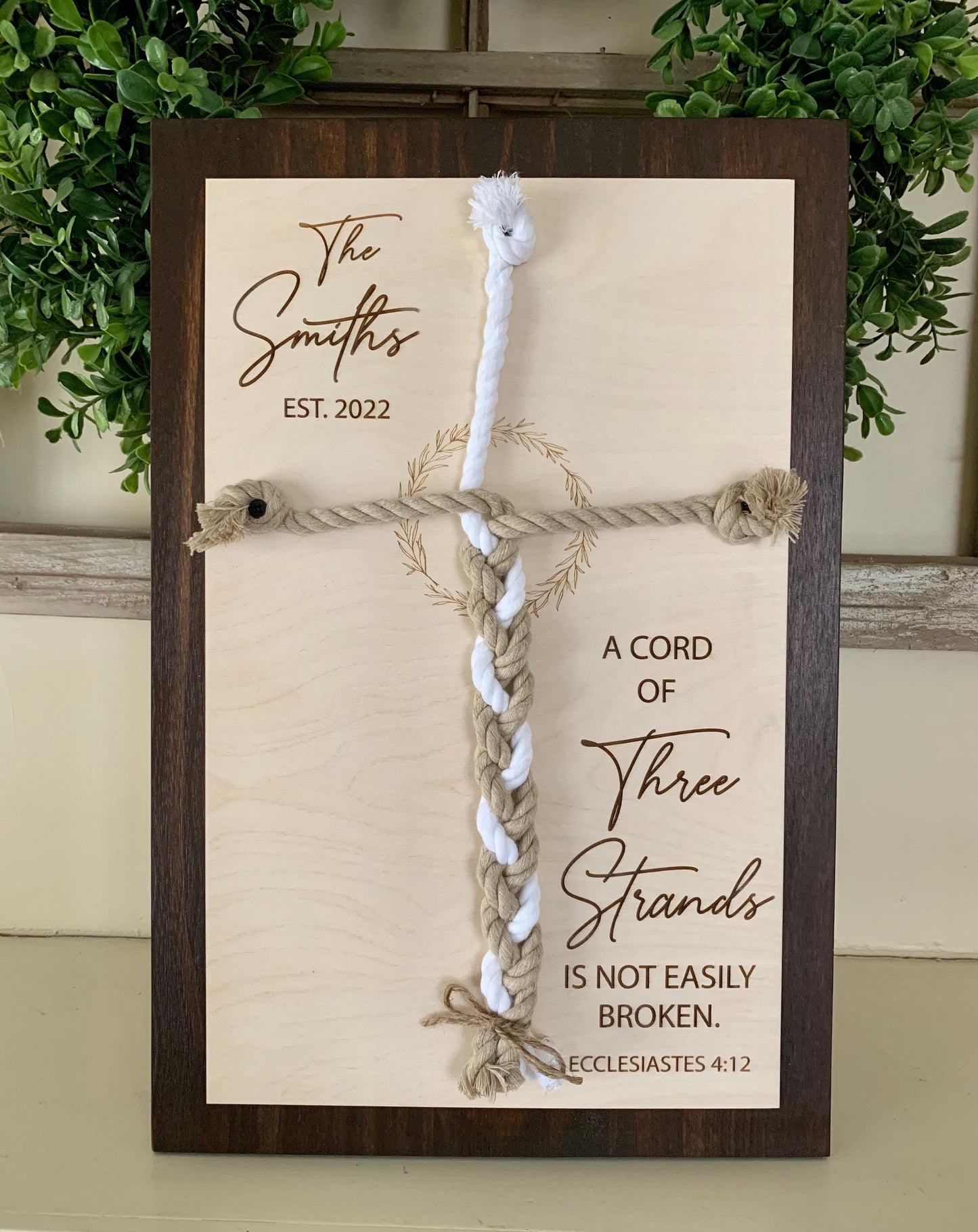 ENGRAVED, A Cord of Three Strands is Not Easily Broken Unity Ceremony Sign, Personalized Gift for Couple, Anniversary Gift