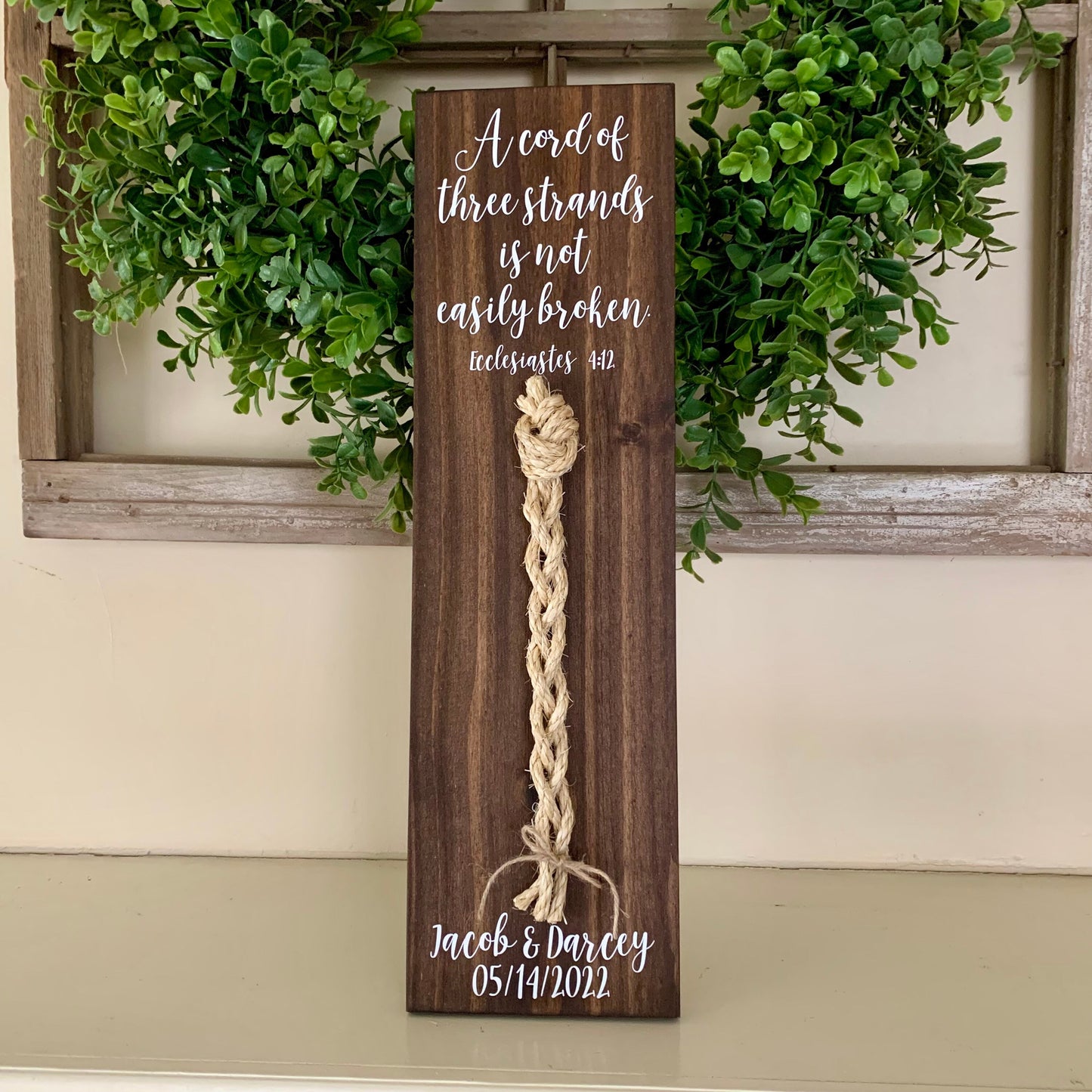 A Cord Of Three Strands Wedding Sign, Unity Ceremony Sign