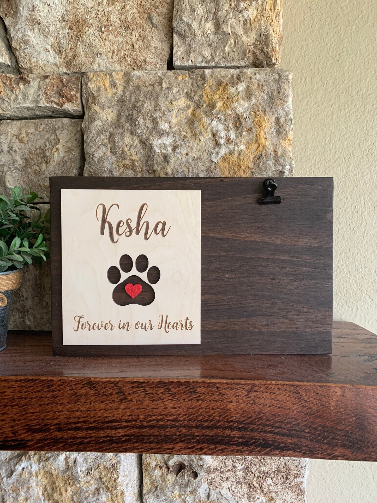 Custom Engraved Pet Memorial Sign, Photo Holder