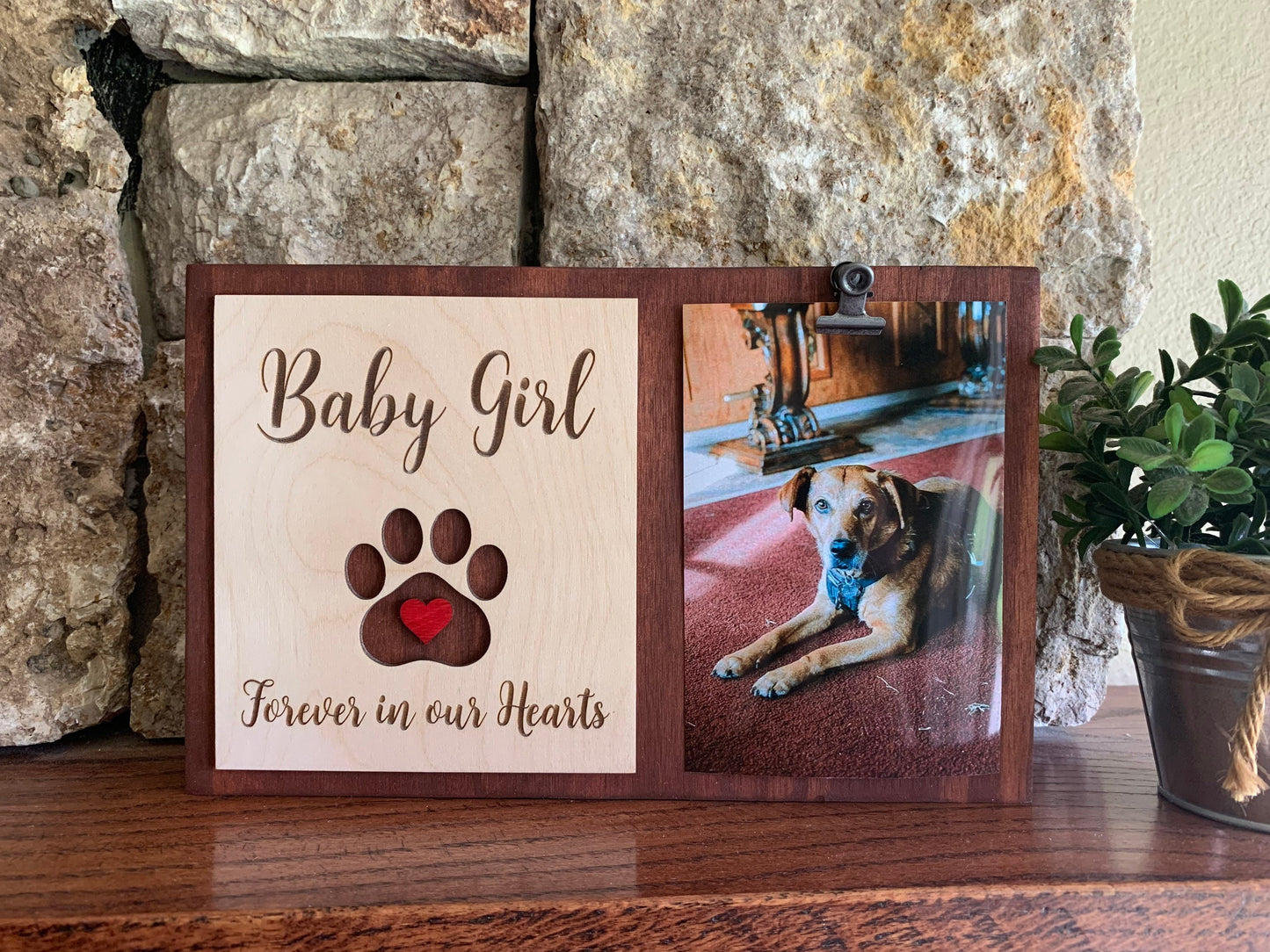 Custom Engraved Pet Memorial Sign, Photo Holder