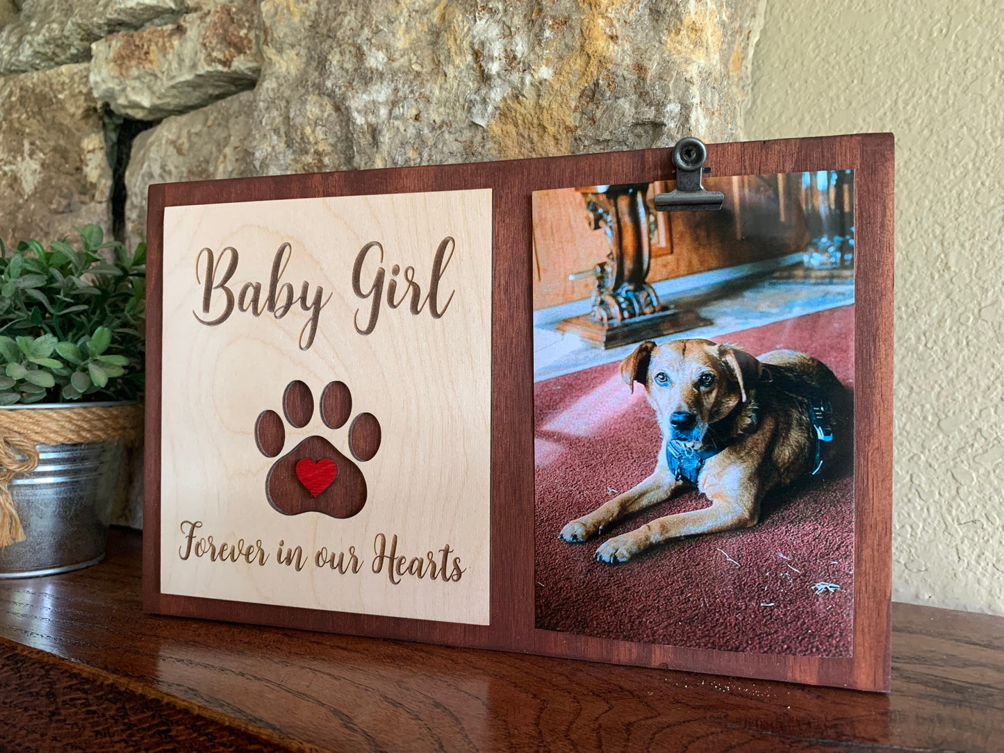 Custom Engraved Pet Memorial Sign, Photo Holder