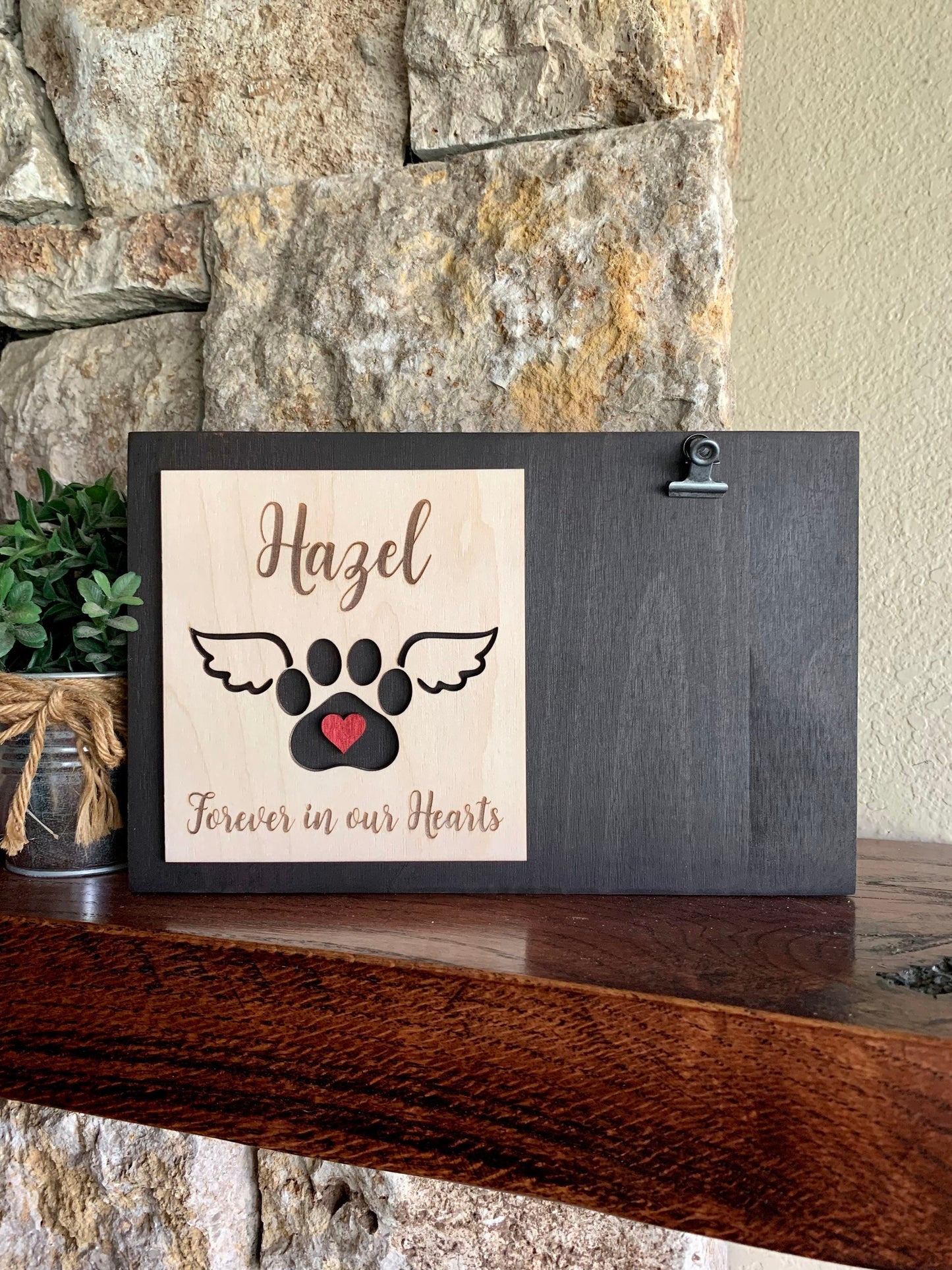 Custom Engraved Pet Memorial Sign, Paw with Wings