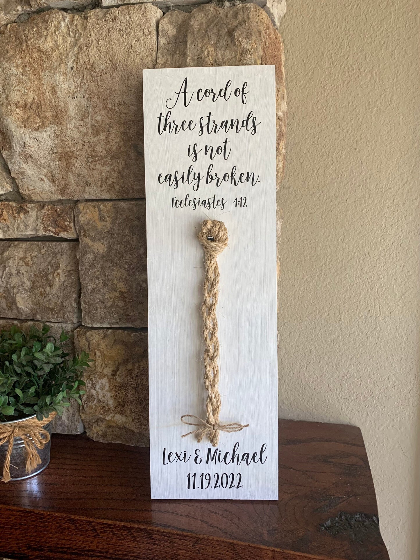 A Cord Of Three Strands Wedding Sign, Unity Ceremony Sign