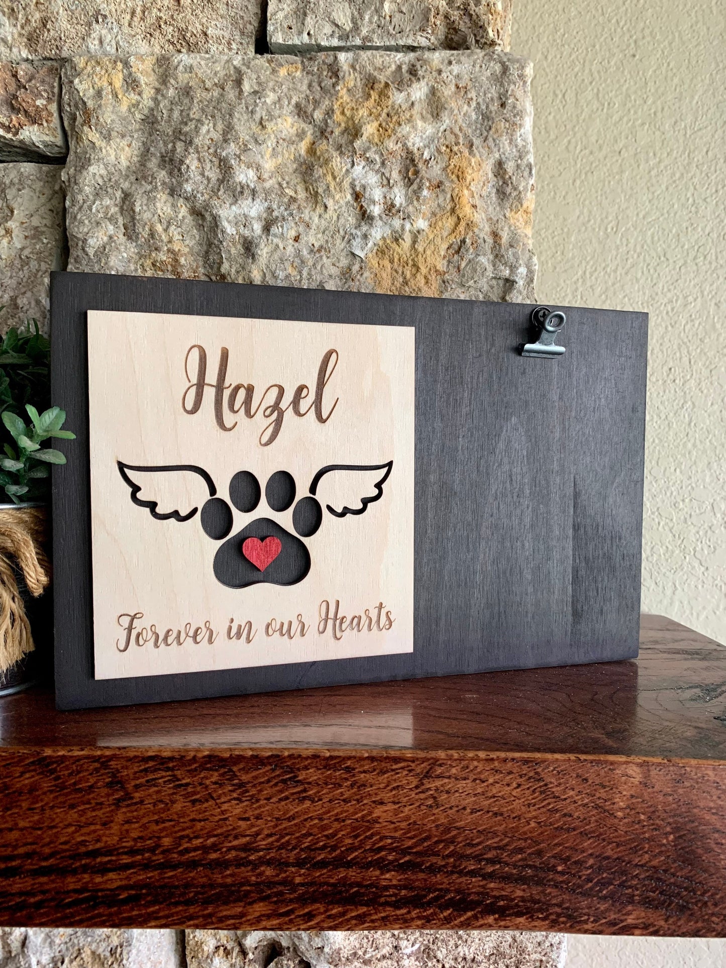 Custom Engraved Pet Memorial Sign, Paw with Wings