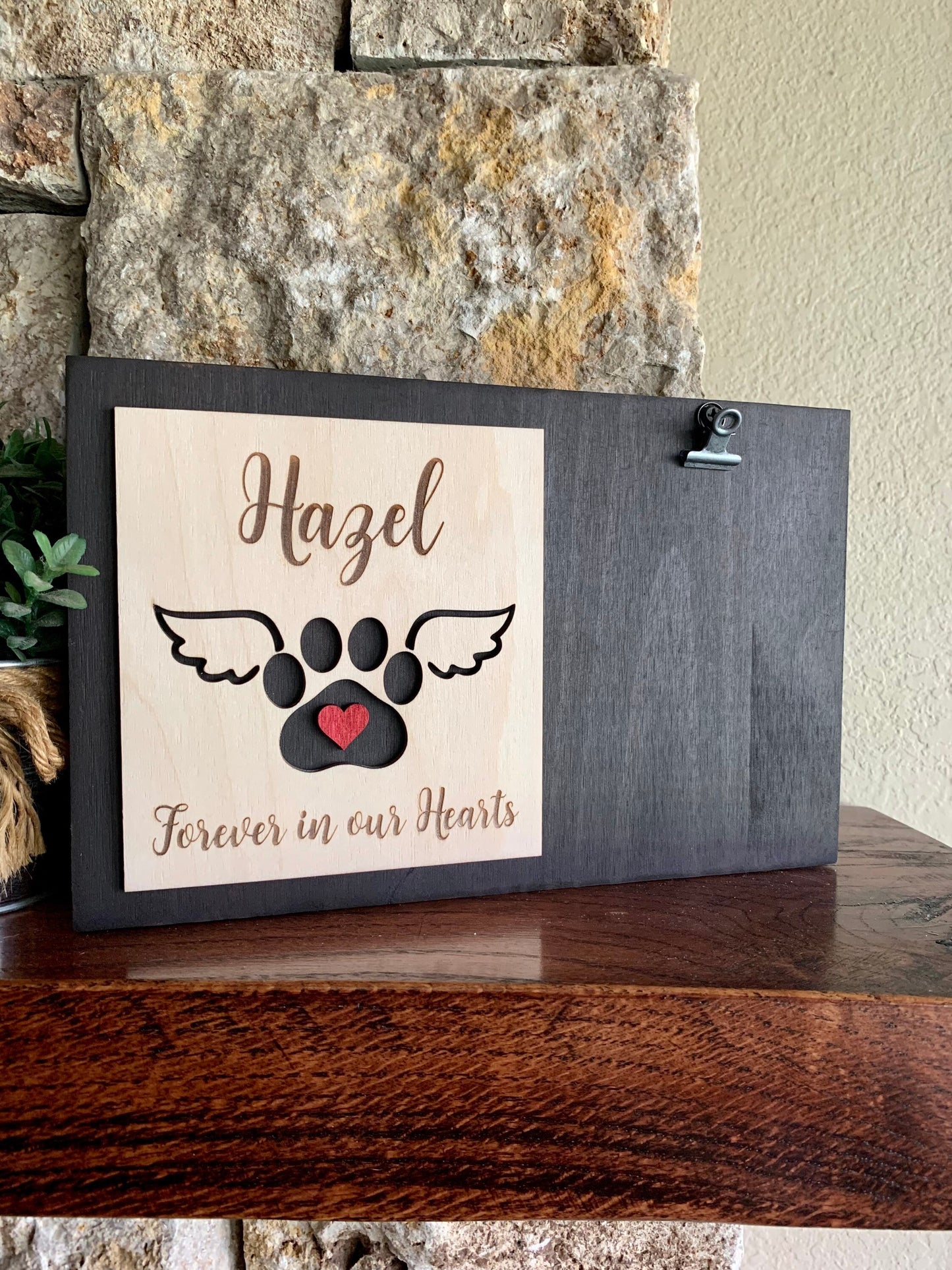 Custom Engraved Pet Memorial Sign, Paw with Wings