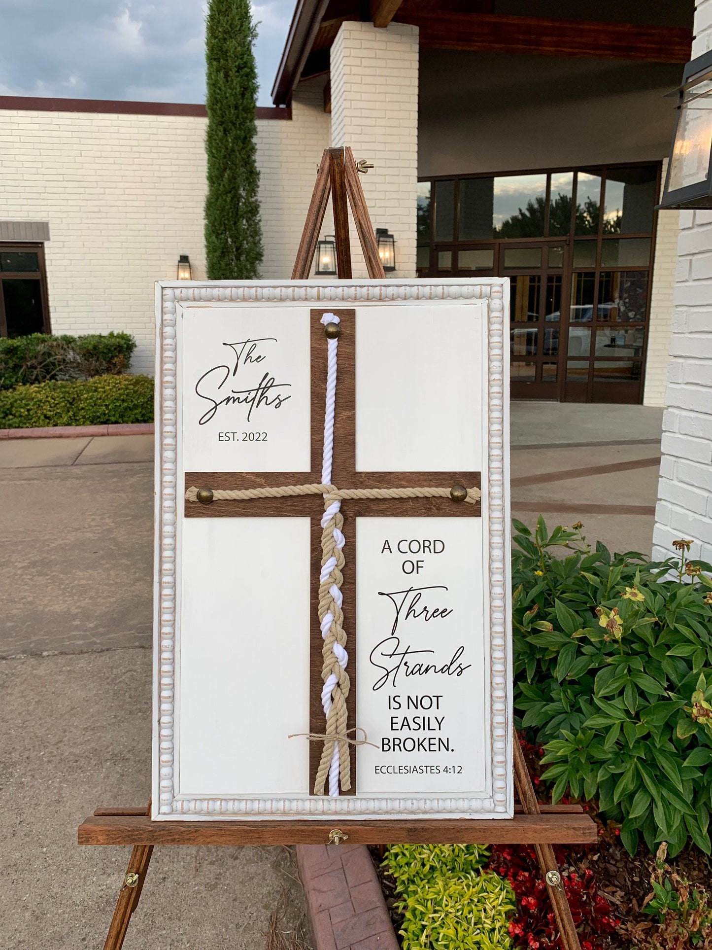 A Cord Of Three Strands, Unity Wedding Sign, Rope Cross Unity Sign, Ecclesiastes 4:12