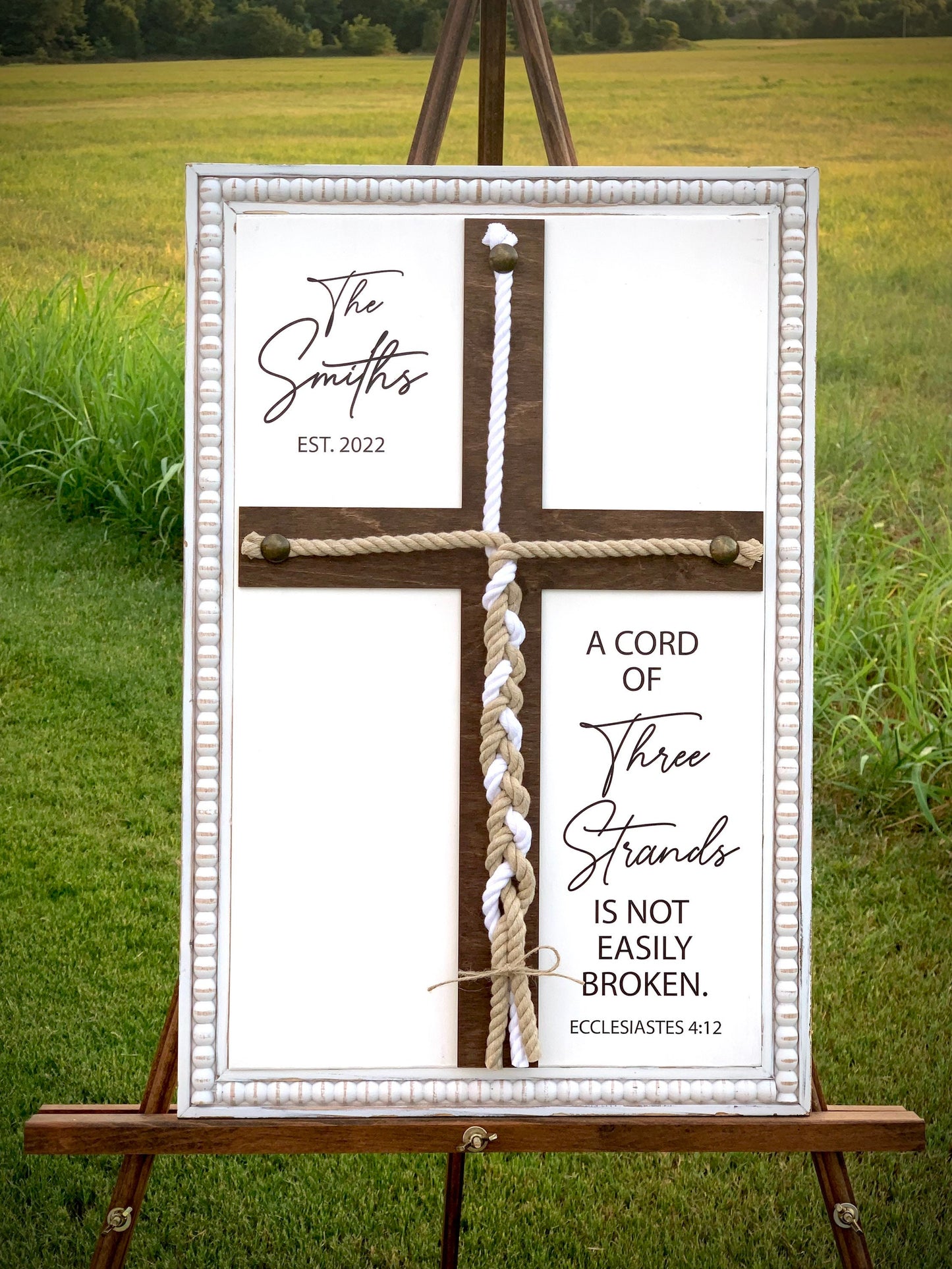 A Cord Of Three Strands, Unity Wedding Sign, Rope Cross Unity Sign, Ecclesiastes 4:12