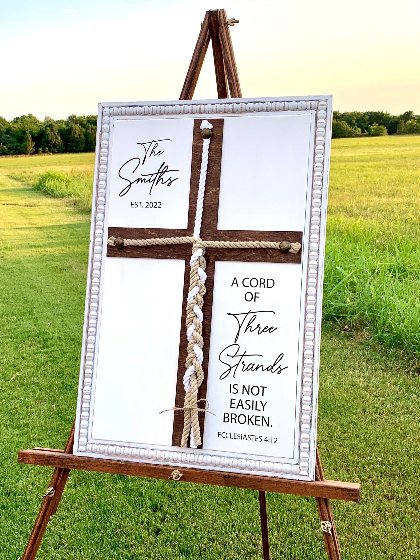 A Cord Of Three Strands, Unity Wedding Sign, Rope Cross Unity Sign, Ecclesiastes 4:12