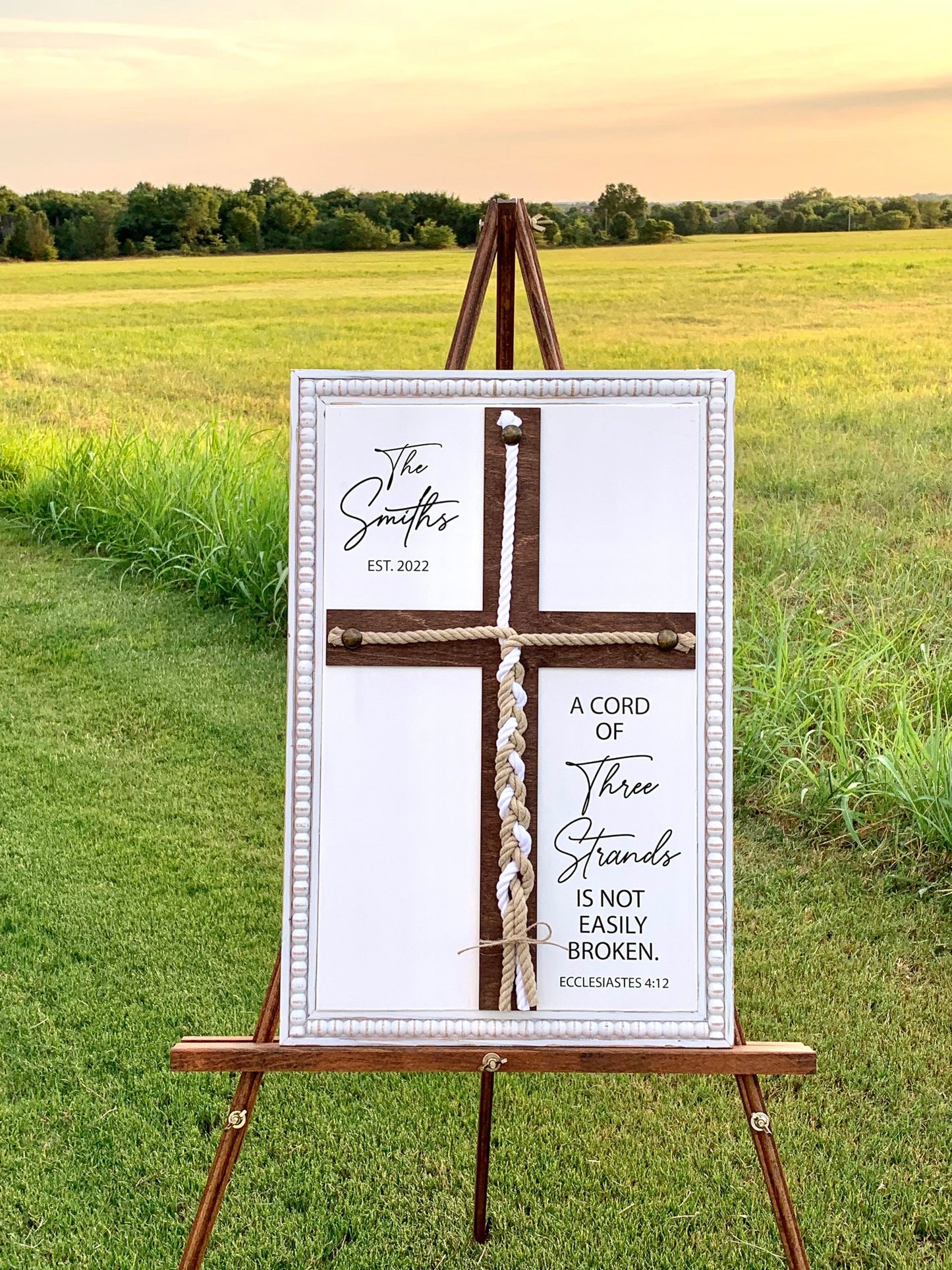 A Cord Of Three Strands, Unity Wedding Sign, Rope Cross Unity Sign, Ecclesiastes 4:12