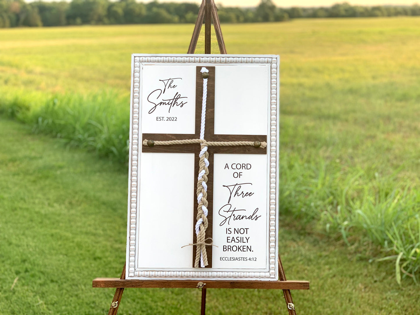 A Cord Of Three Strands, Unity Wedding Sign, Rope Cross Unity Sign, Ecclesiastes 4:12