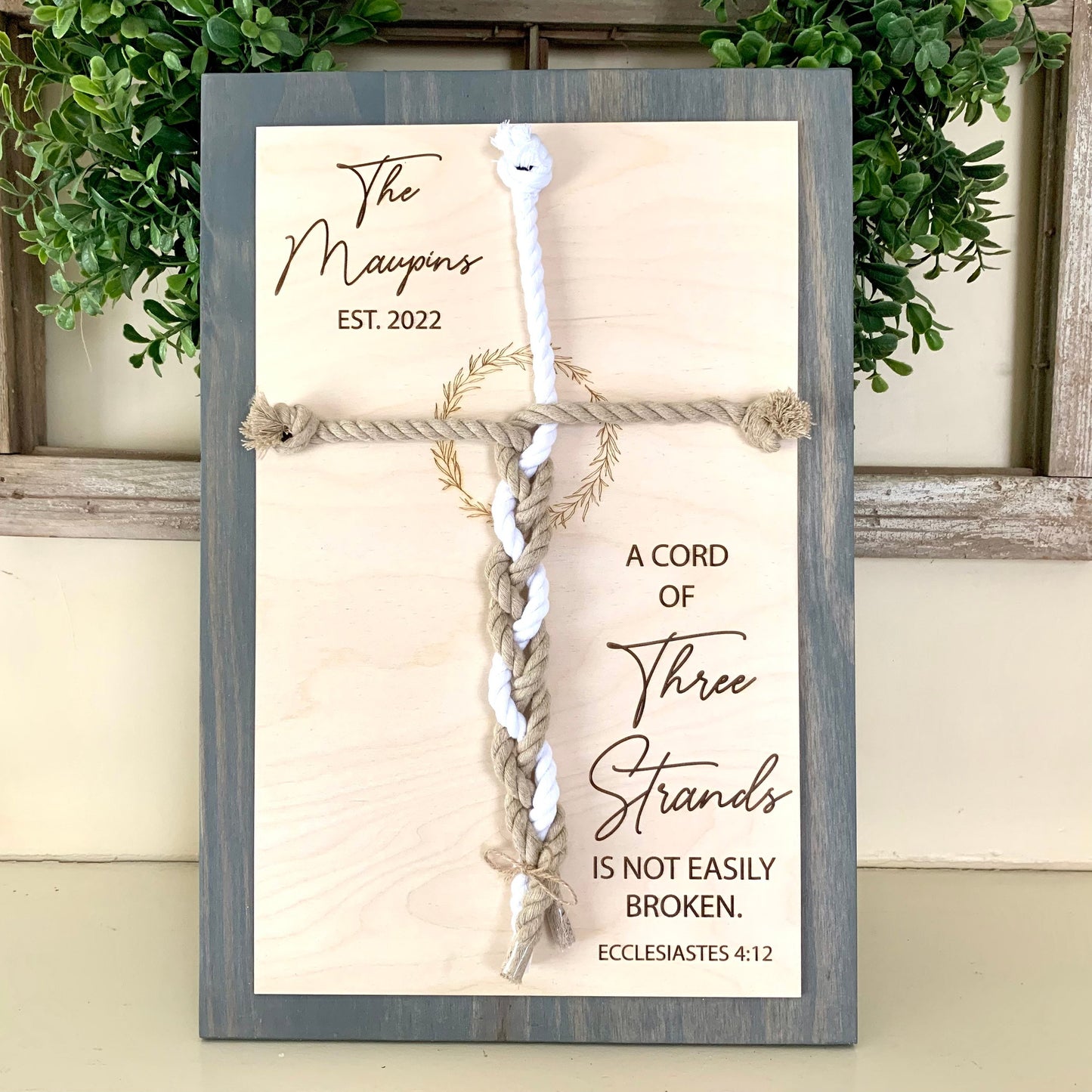 ENGRAVED, A Cord of Three Strands is Not Easily Broken Unity Ceremony Sign, Personalized Gift for Couple, Anniversary Gift