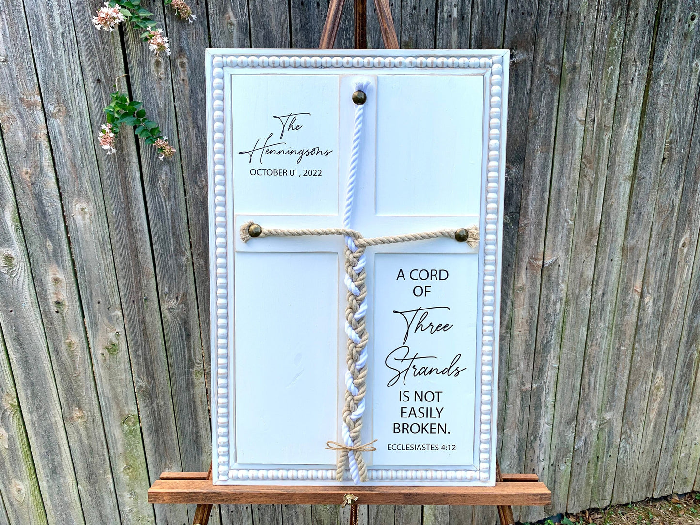 A Cord Of Three Strands, Unity Wedding Sign, Rope Cross Unity Sign, Ecclesiastes 4:12