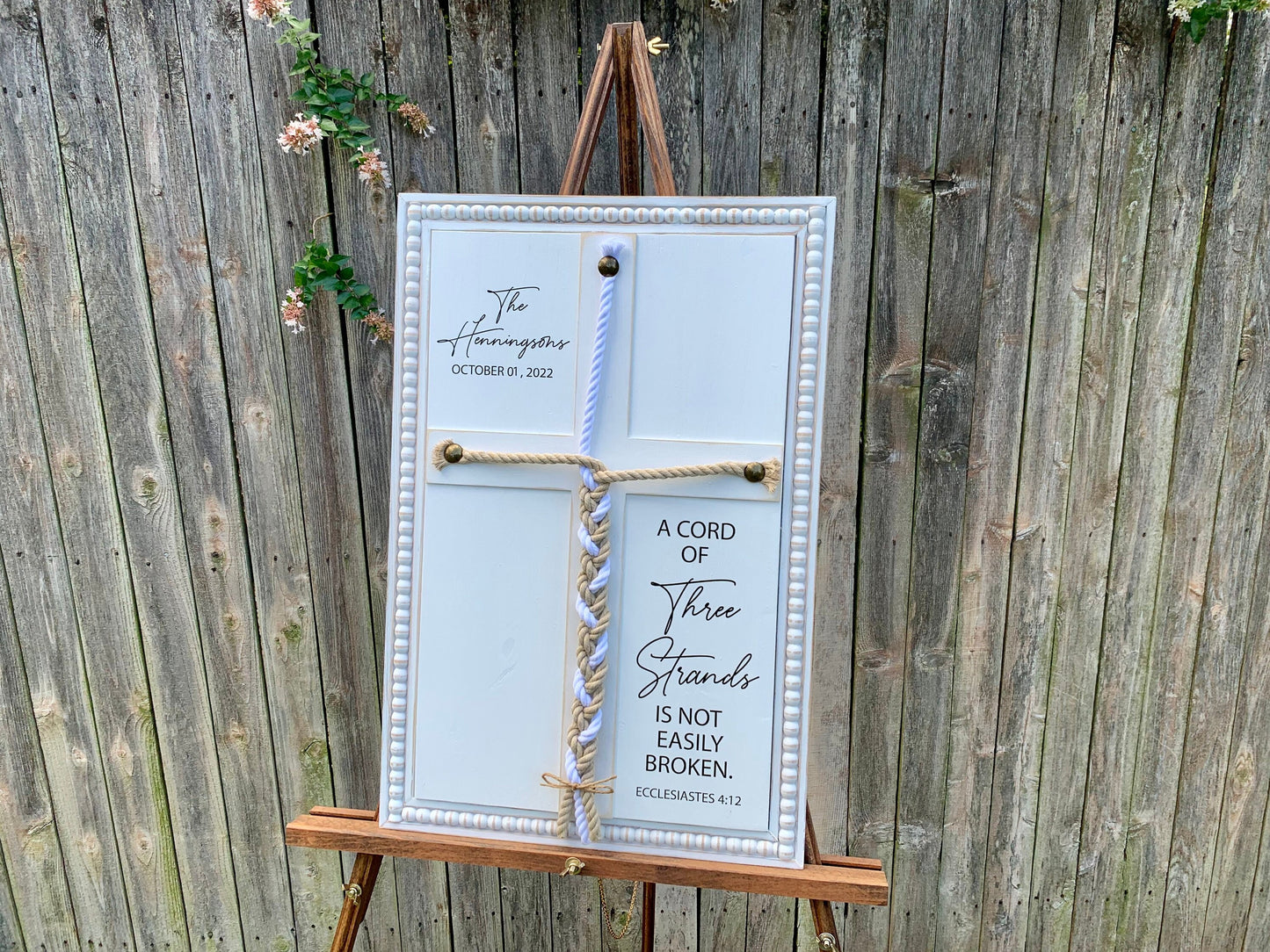 A Cord Of Three Strands, Unity Wedding Sign, Rope Cross Unity Sign, Ecclesiastes 4:12