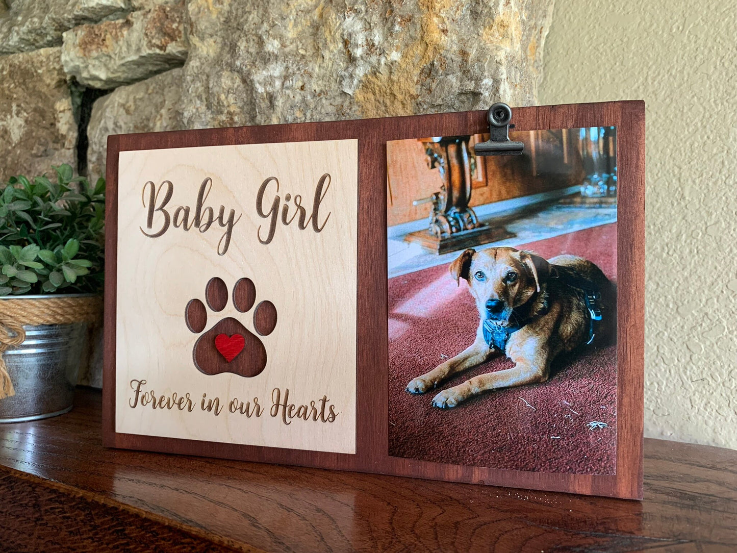 Custom Engraved Pet Memorial Sign, Photo Holder