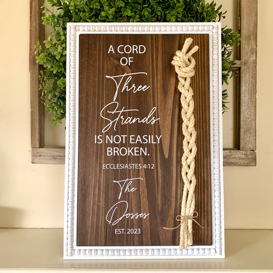 A Cord Of Three Strands, Unity Wedding Sign, Sisal Rope Braid, Rope Cross Unity Sign, Ecclesiastes 4:12