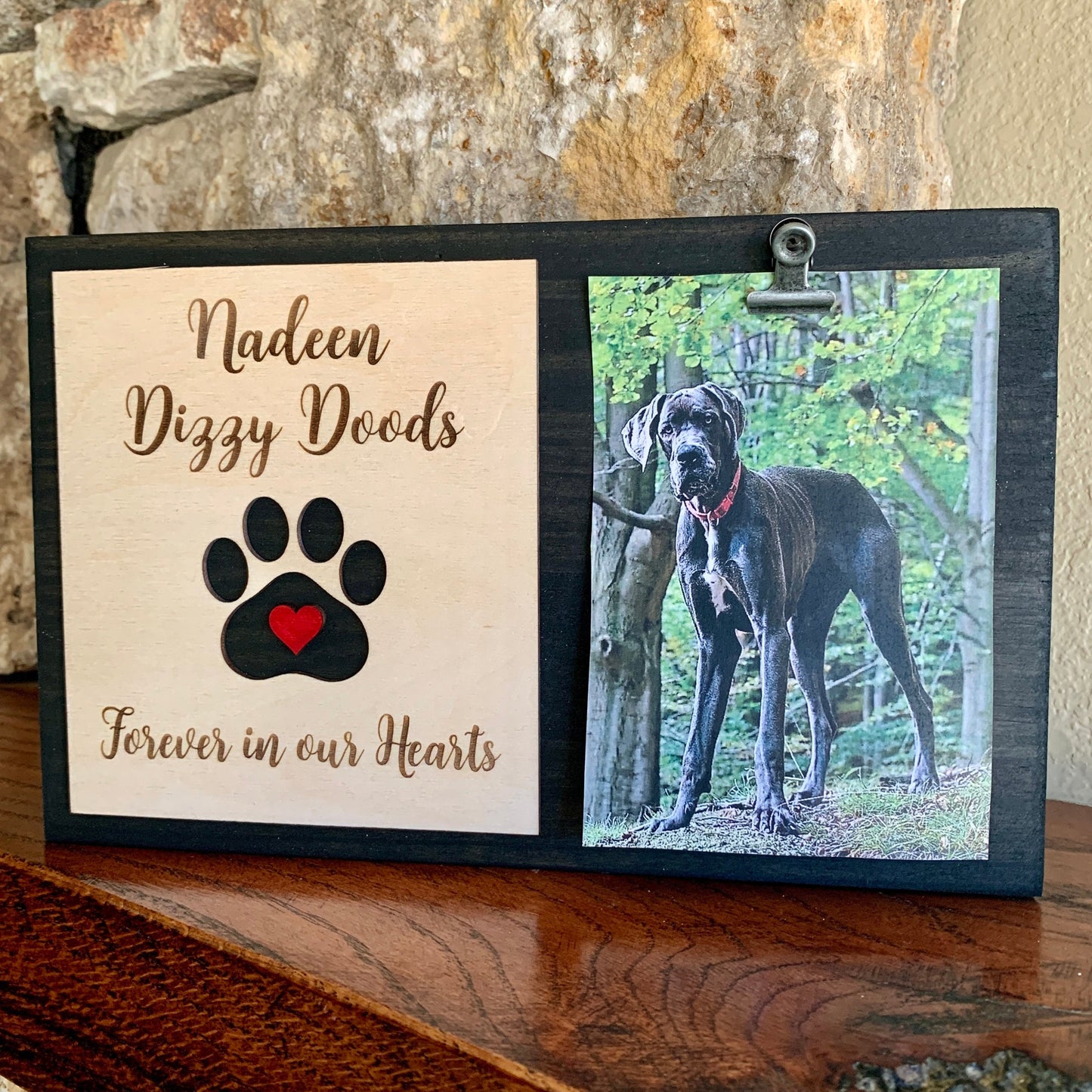 Custom Engraved Pet Memorial Sign, Photo Holder