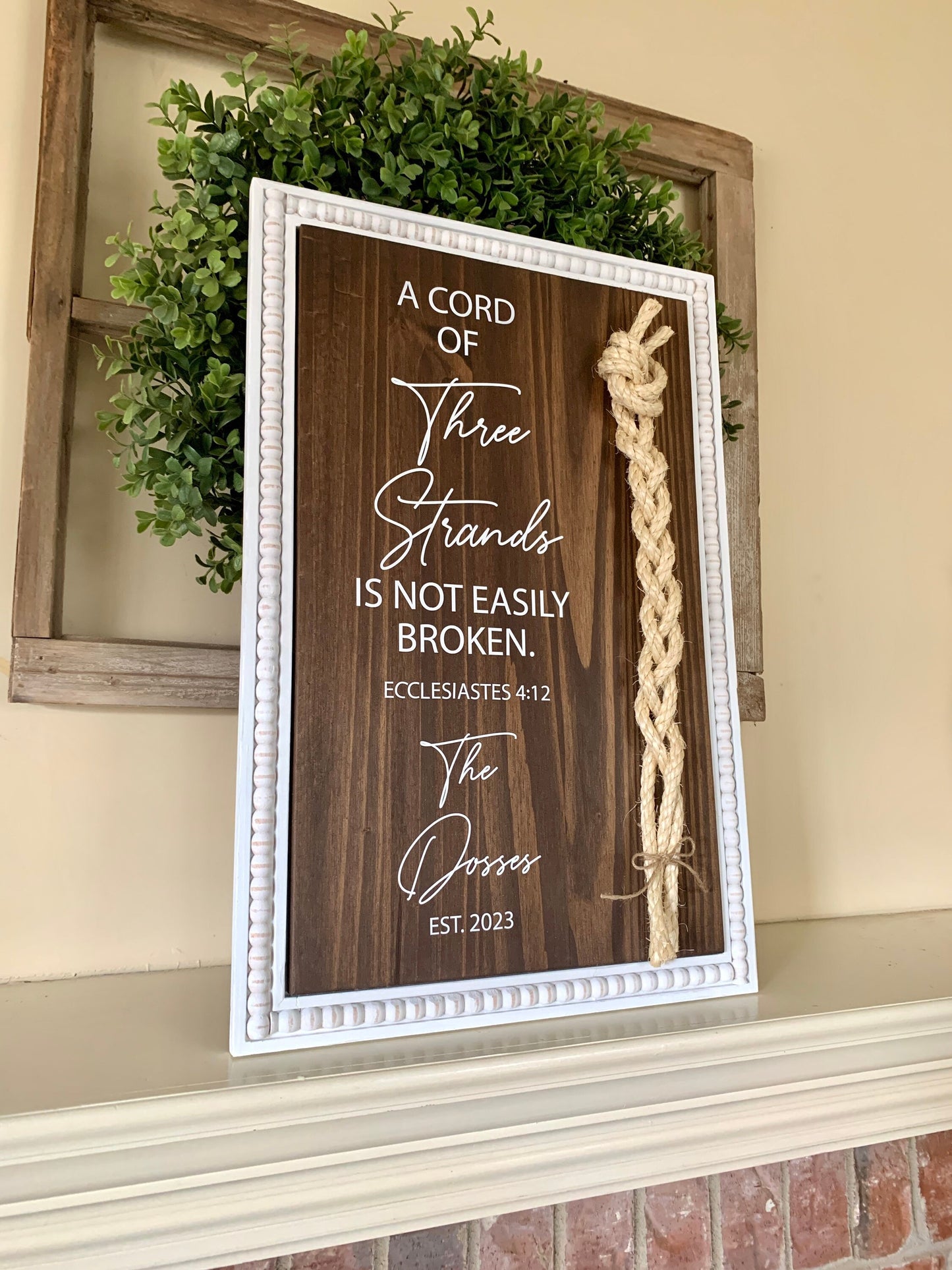 A Cord Of Three Strands, Unity Wedding Sign, Sisal Rope Braid, Rope Cross Unity Sign, Ecclesiastes 4:12