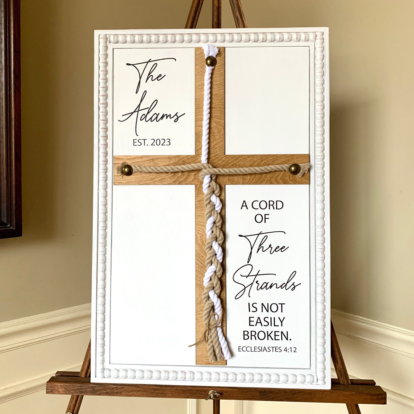 A Cord Of Three Strands, Unity Wedding Sign, Rope Cross Unity Sign, Ecclesiastes 4:12