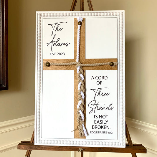 A Cord Of Three Strands, Unity Wedding Sign, Rope Cross Unity Sign, Ecclesiastes 4:12