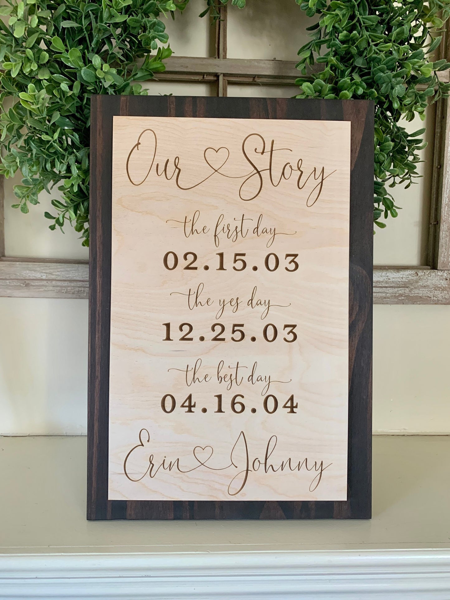 First Day Best Day Yes Day Sign, ENGRAVED, Bridal Shower Gift, Wedding Keepsake, (Kona Color Shown)