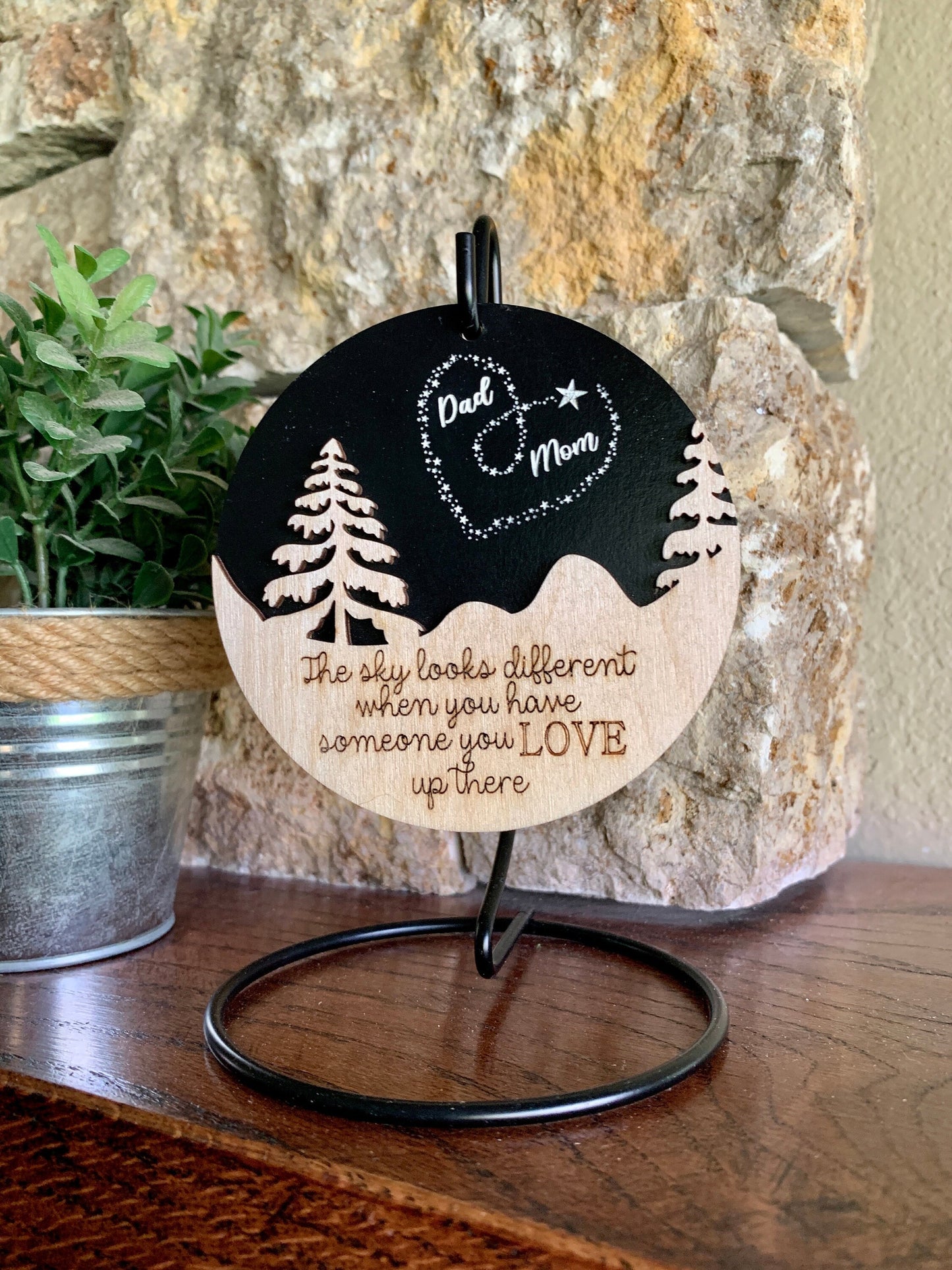 Memorial Ornament, Mom, Dad, The sky looks different when you have someone you love up there, Remembrance Gift