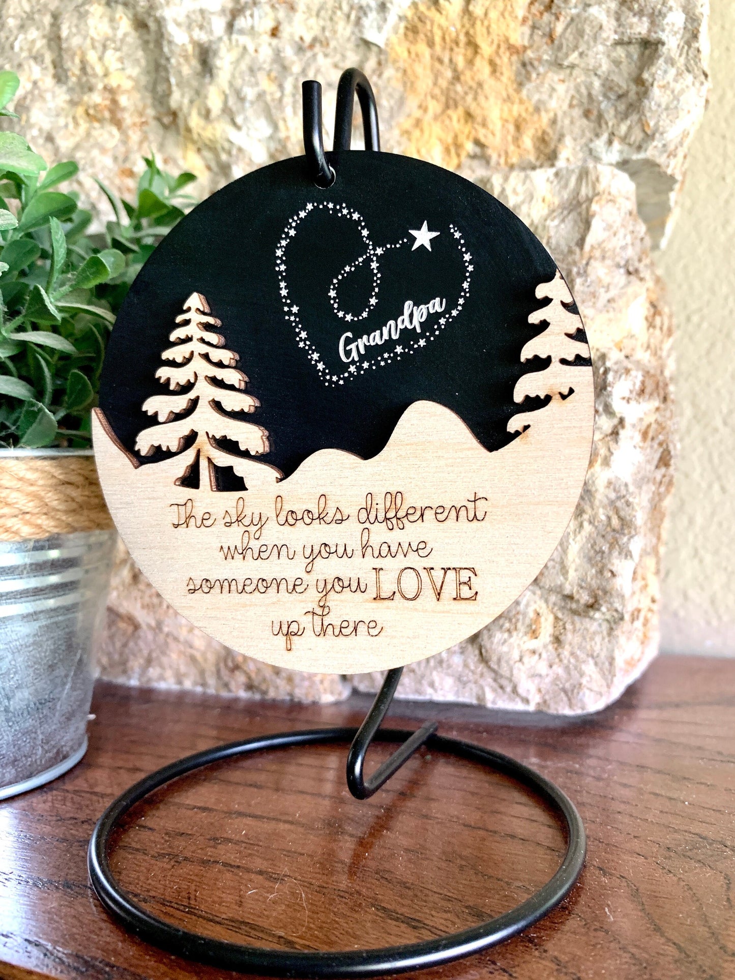 Memorial Ornament, Mom, Dad, The sky looks different when you have someone you love up there, Remembrance Gift