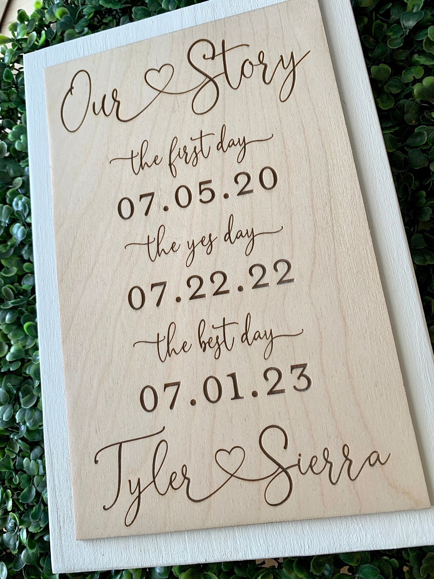 First Day Best Day Yes Day Sign, ENGRAVED, Bridal Shower Gift, Wedding Keepsake, (Kona Color Shown)