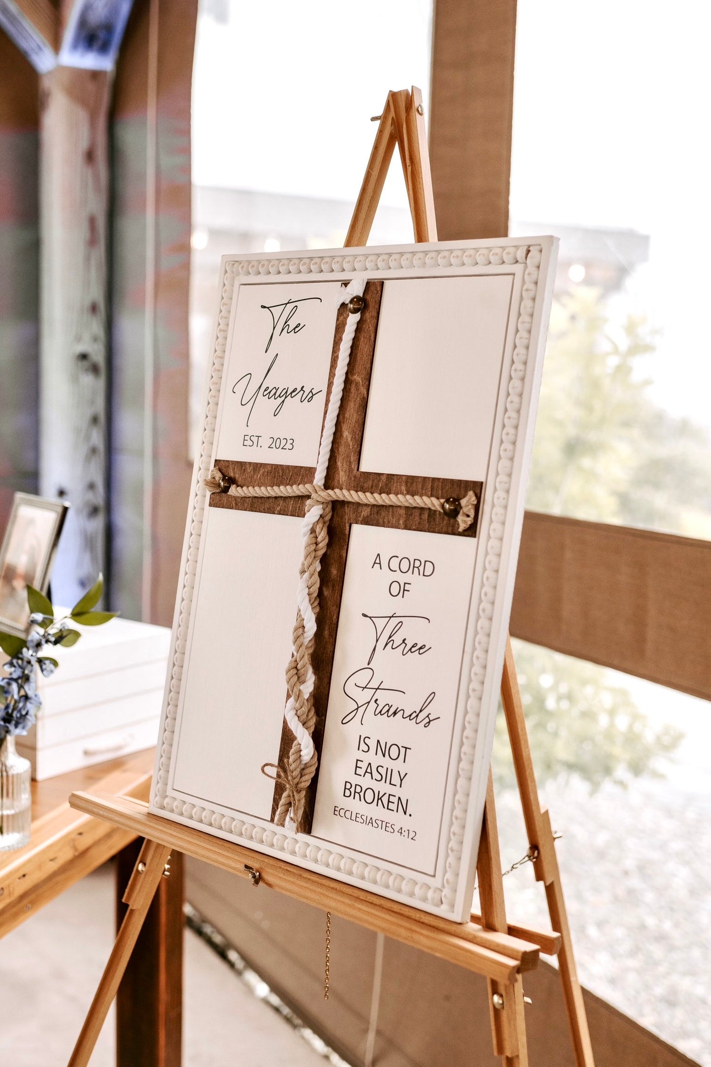 A Cord Of Three Strands, Unity Wedding Sign, Rope Cross Unity Sign, Ecclesiastes 4:12