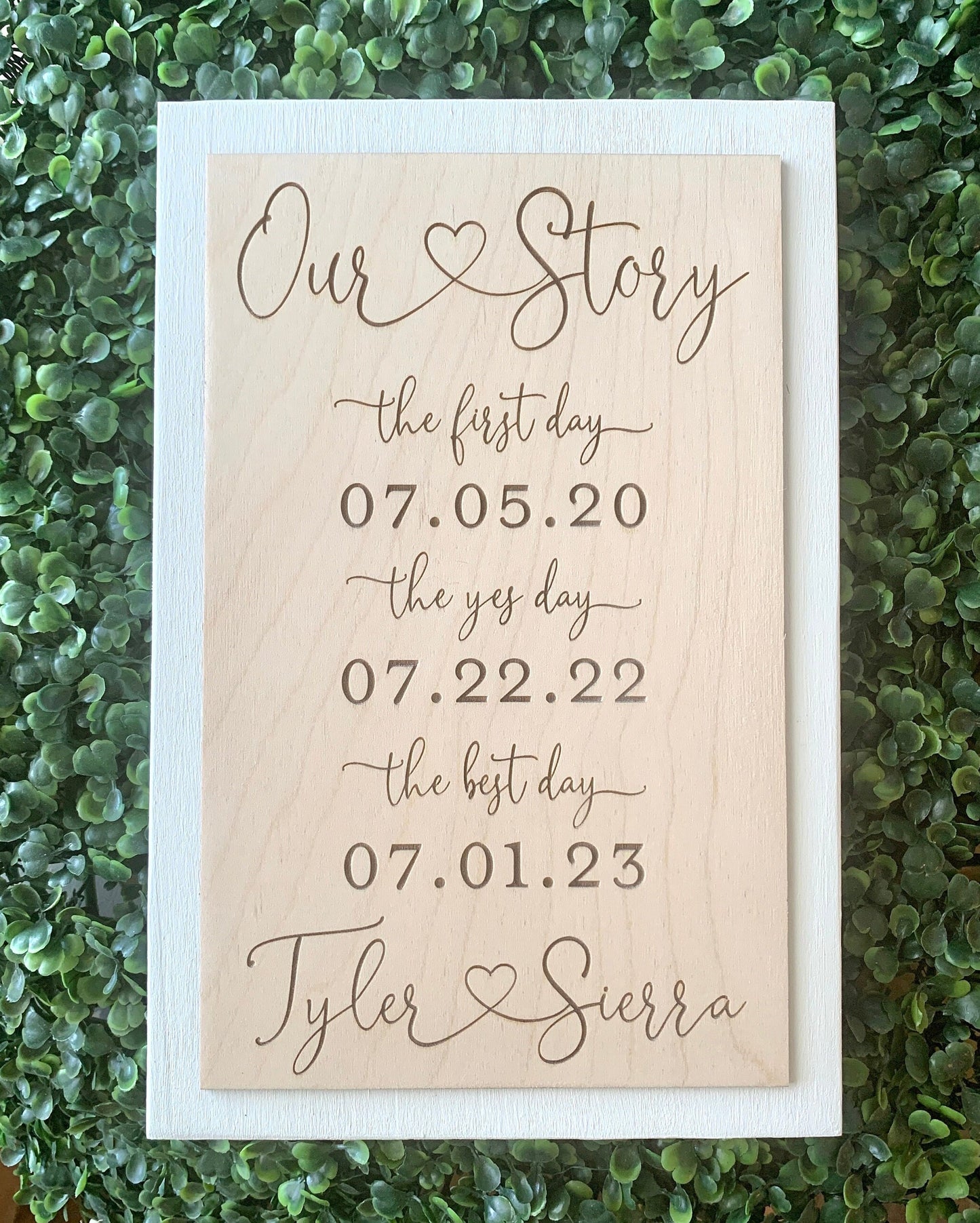 First Day Best Day Yes Day Sign, ENGRAVED, Bridal Shower Gift, Wedding Keepsake, (Kona Color Shown)