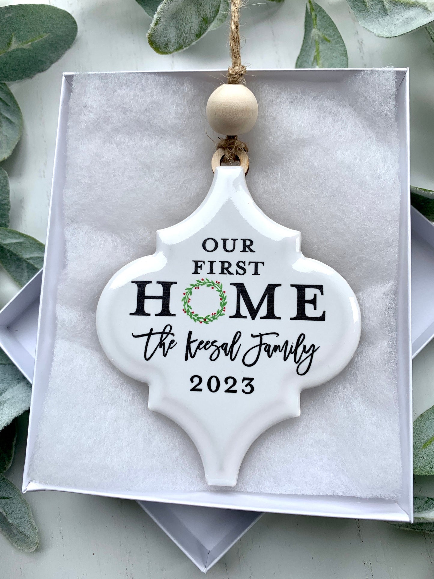 Personalized Christmas Ornament, Our First Home, Housewarming Gift, Closing Gift