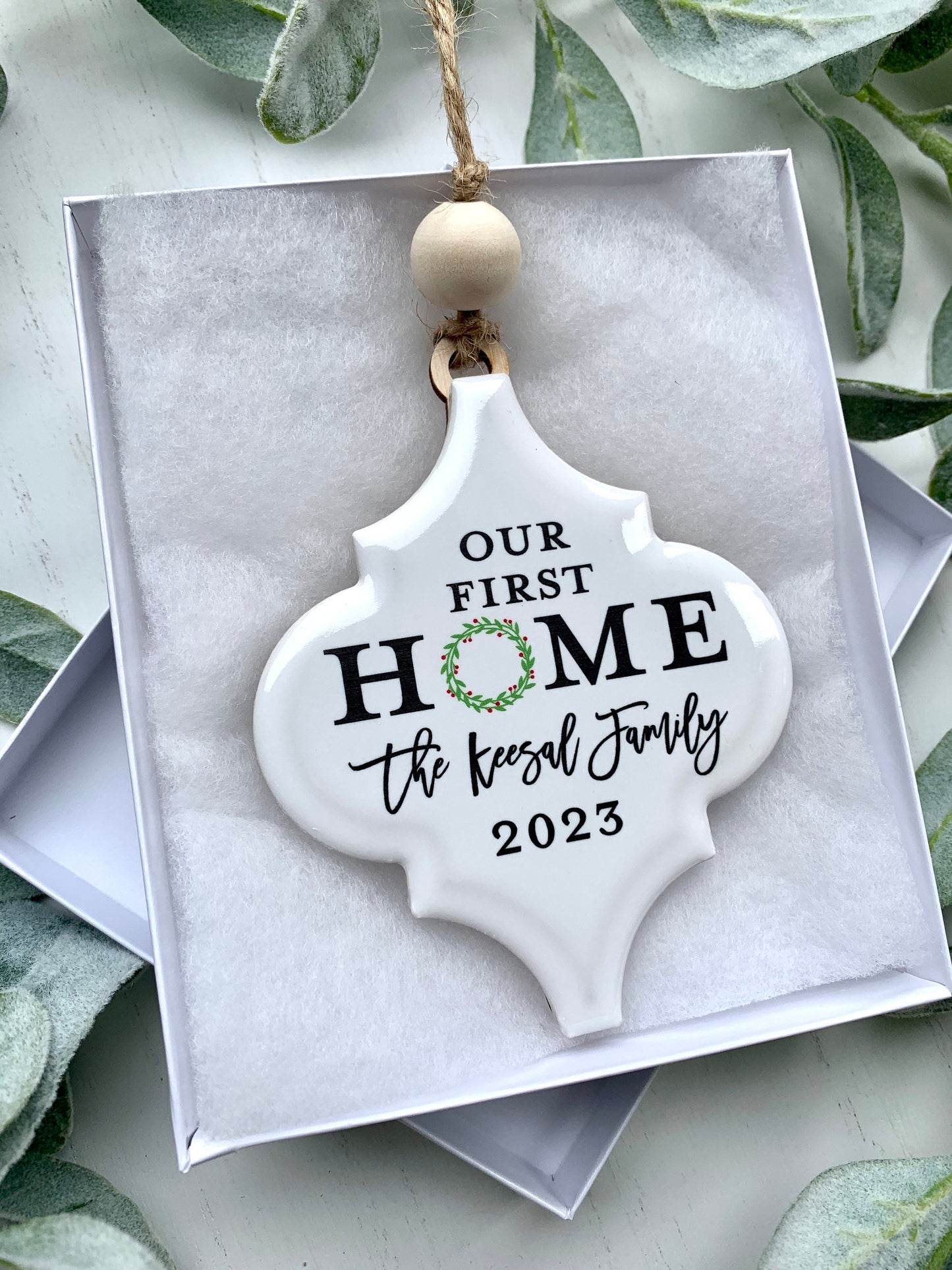 Personalized Christmas Ornament, Our First Home, Housewarming Gift, Closing Gift