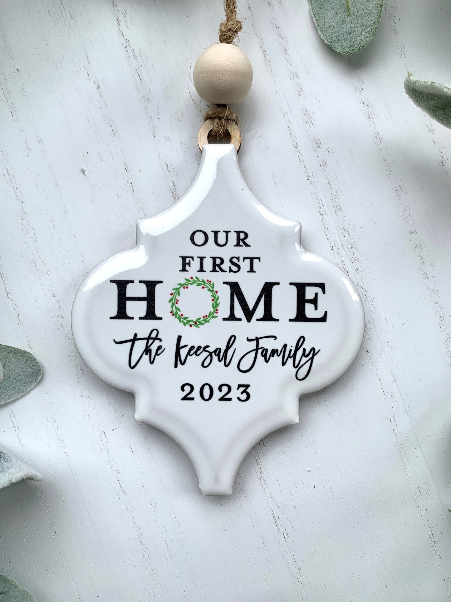 Personalized Christmas Ornament, Our First Home, Housewarming Gift, Closing Gift