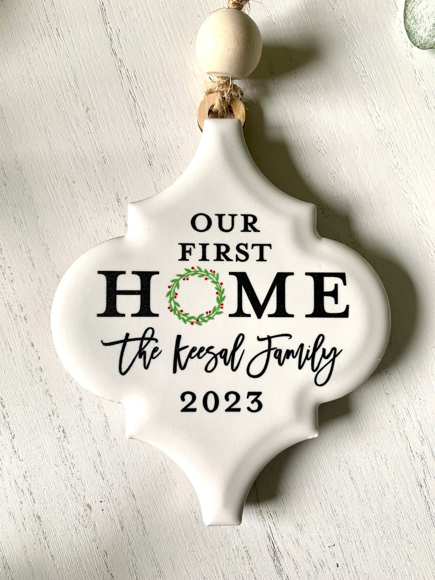 Personalized Christmas Ornament, Our First Home, Housewarming Gift, Closing Gift