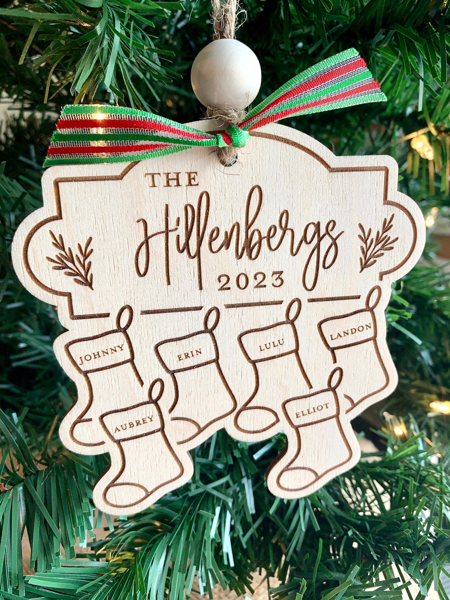 Custom Engraved Family Ornament, Family with Pets Ornament