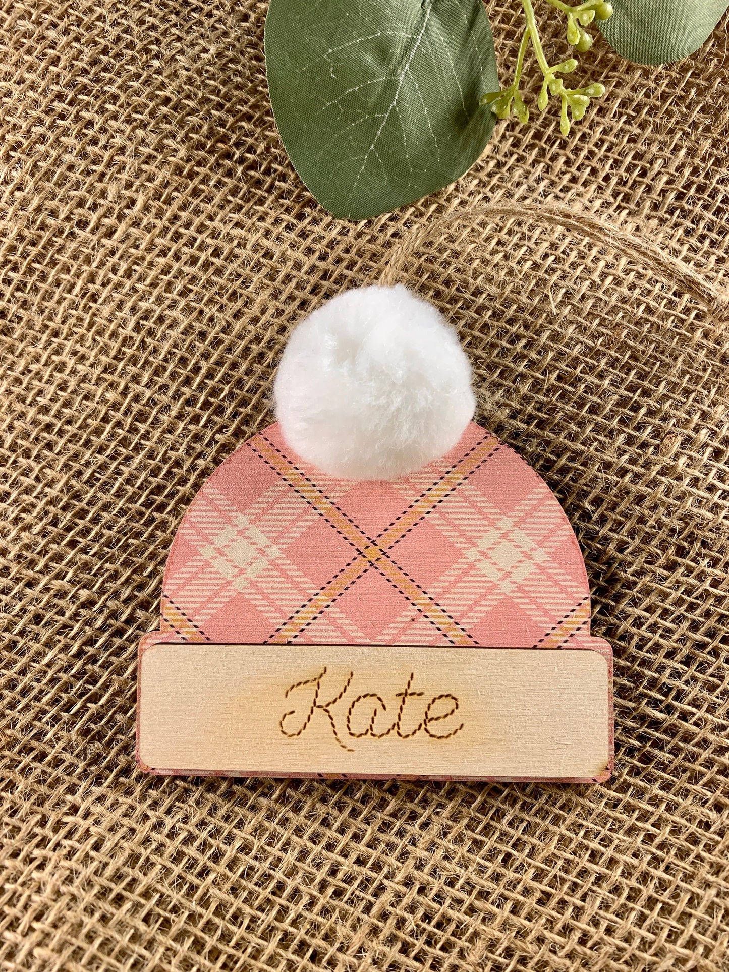 Personalized Beanie Hat Ornament, Ornament Exchange, Ornament for kids