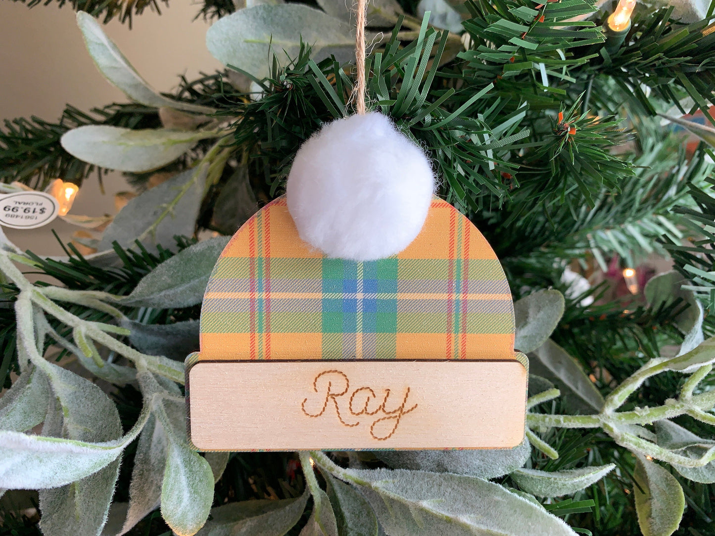 Personalized Beanie Hat Ornament, Ornament Exchange, Ornament for kids