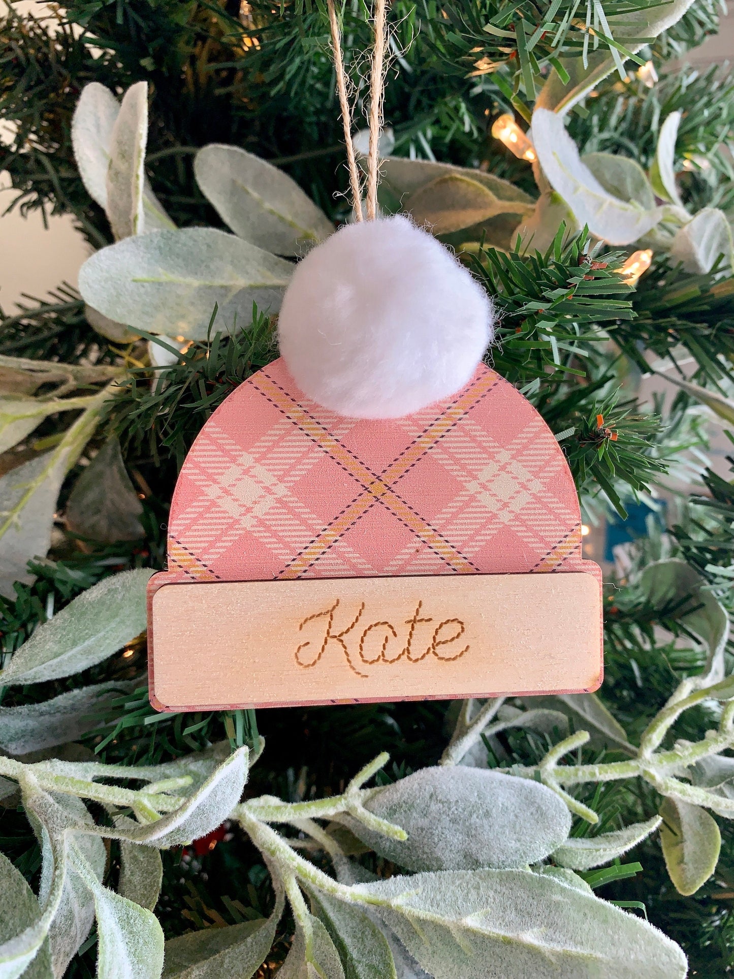 Personalized Beanie Hat Ornament, Ornament Exchange, Ornament for kids