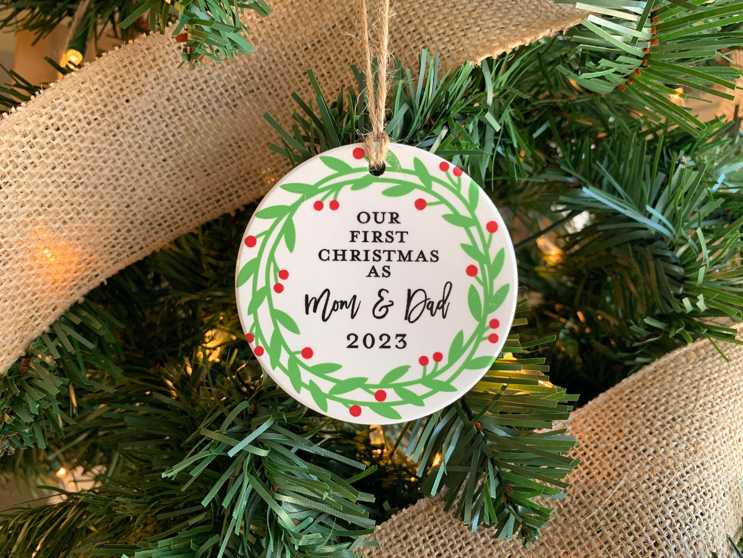 First Christmas as Mom & Dad, Ceramic Ornament, Gift for New Parents, New Grandparents