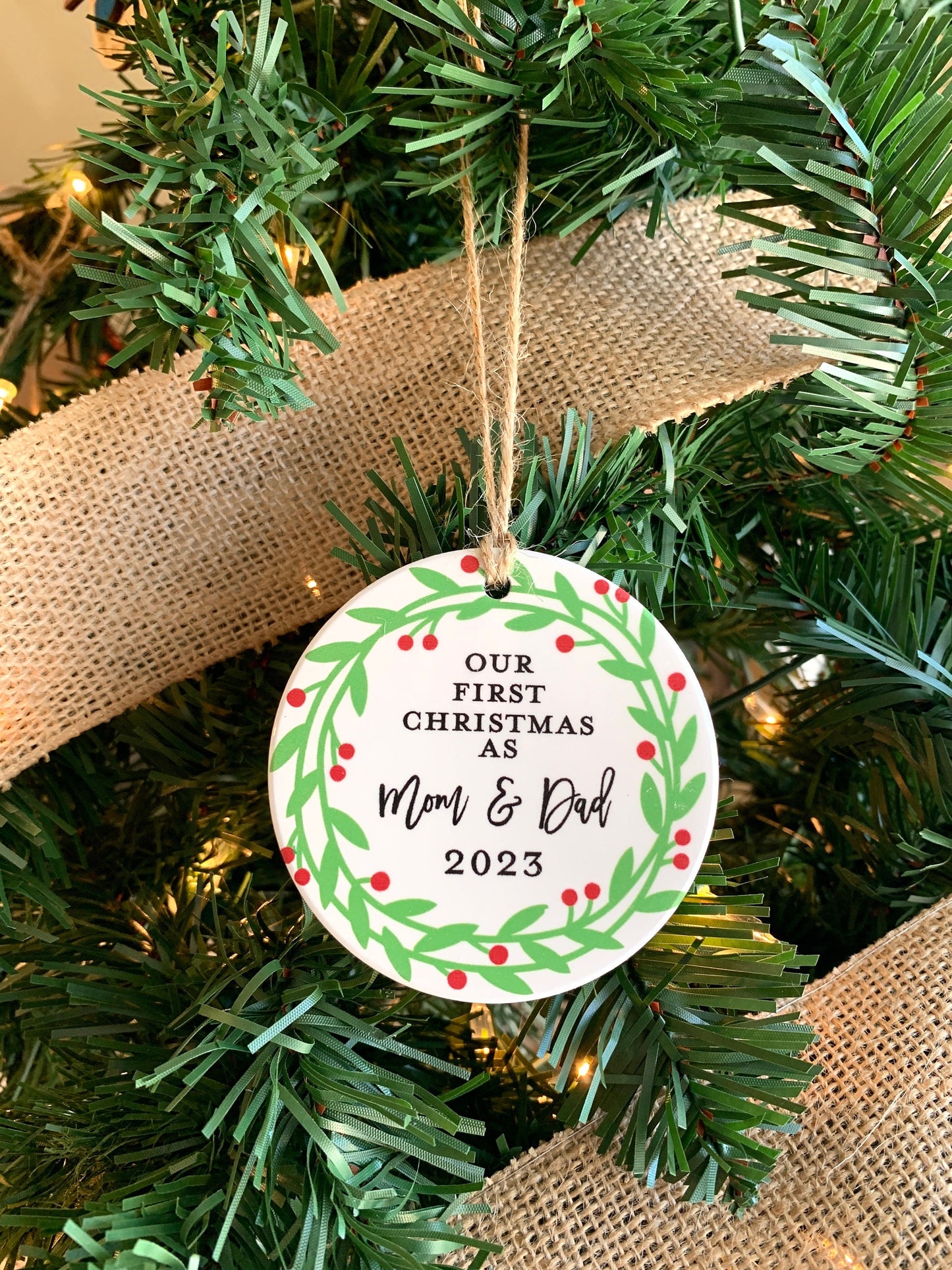 First Christmas as Mom & Dad, Ceramic Ornament, Gift for New Parents, New Grandparents