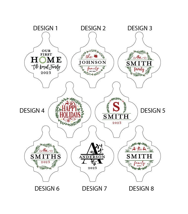 Our First Home Ornament, Personalized Ceramic Family Name Ornaments, Family Monogram Christmas Tree Ornament