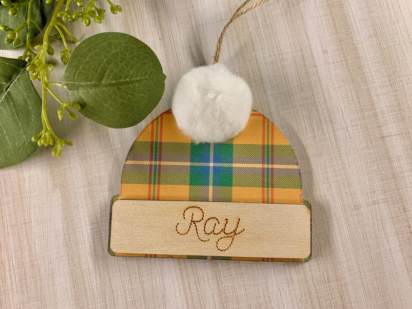 Personalized Beanie Hat Ornament, Ornament Exchange, Ornament for kids