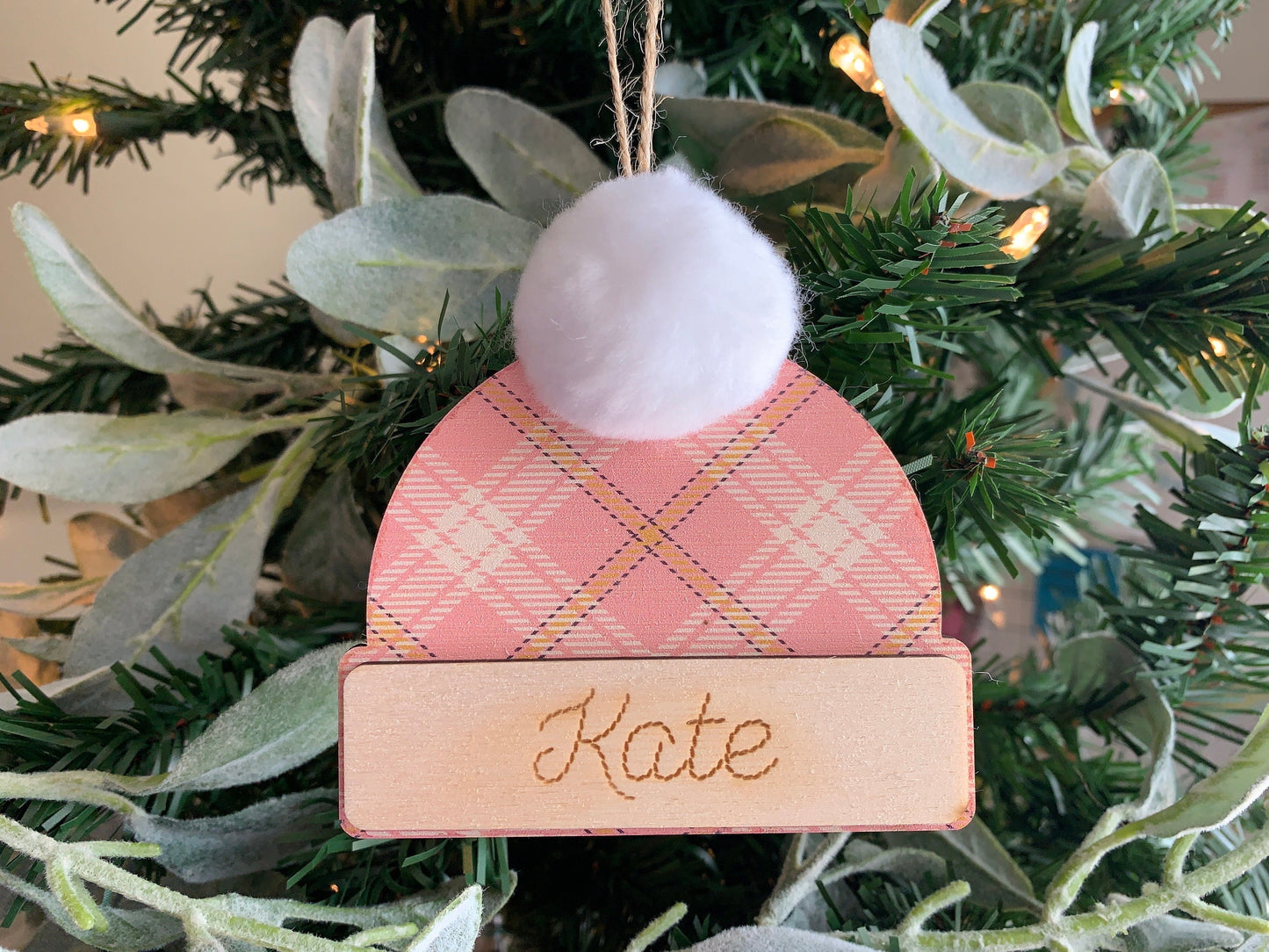 Personalized Beanie Hat Ornament, Ornament Exchange, Ornament for kids