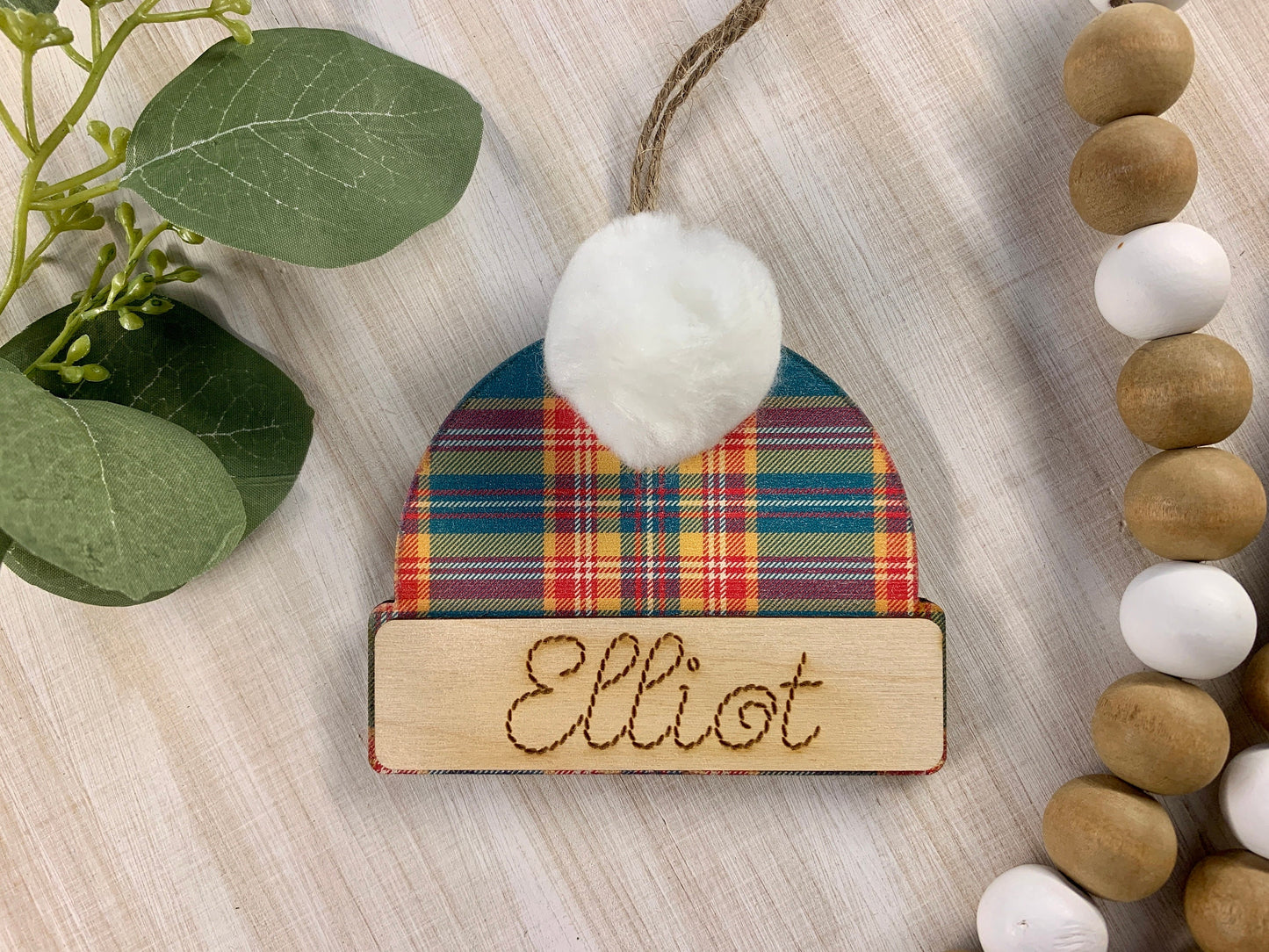 Personalized Beanie Hat Ornament, Ornament Exchange, Ornament for kids