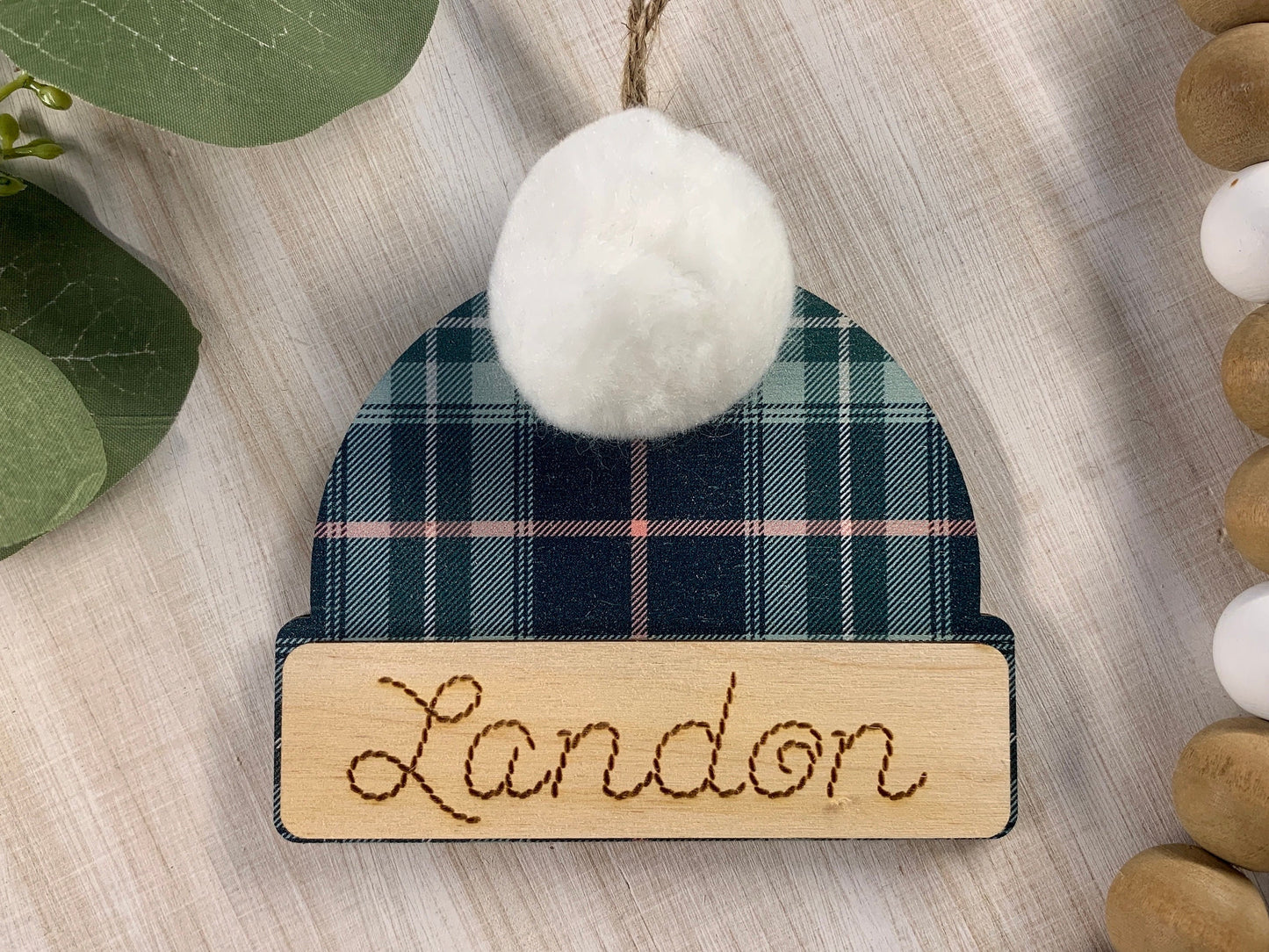 Personalized Beanie Hat Ornament, Ornament Exchange, Ornament for kids