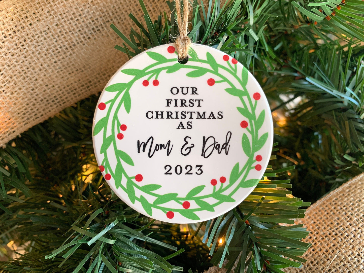 First Christmas as Mom & Dad, Ceramic Ornament, Gift for New Parents, New Grandparents