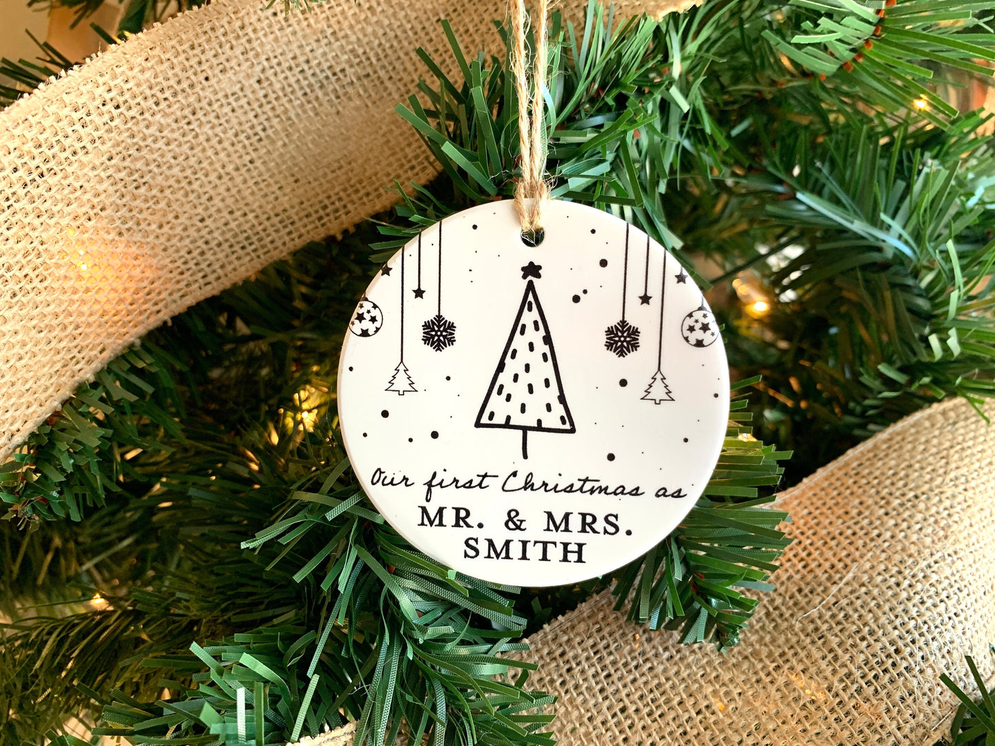 First Christmas as Mr. and Mrs., Ceramic Ornament, Gift for Newlyweds